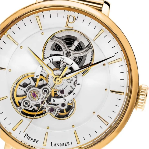 Дамски ръчен часовник с автоматичен механизъм - корпус от Стомана - Меш - цвят Бял Злато