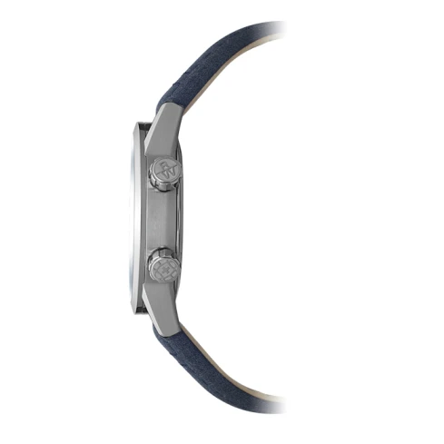 Мъжки ръчен часовник с автоматичен механизъм - корпус от Стомана - Естествена кожа - цвят Син Син