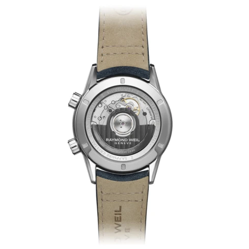 Мъжки ръчен часовник с автоматичен механизъм - корпус от Стомана - Естествена кожа - цвят Син Син