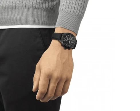 Мъжки ръчен часовник с кварцов механизъм - корпус от Стомана - Естествена кожа - цвят Черен Черен