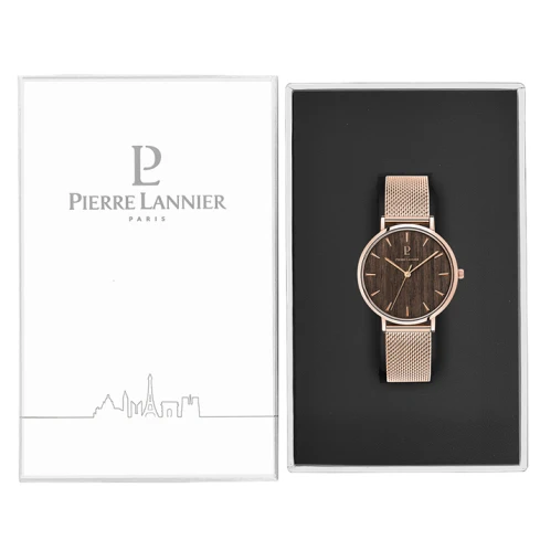 Дамски ръчен часовник с кварцов механизъм - корпус от Стомана - Меш - цвят Кафяв Розово Злато