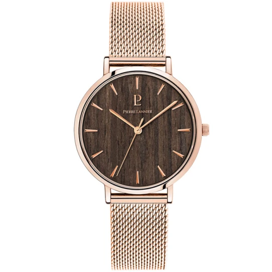 Дамски ръчен часовник с кварцов механизъм - корпус от Стомана - Меш - цвят Кафяв Розово Злато