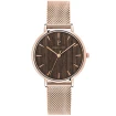 Дамски ръчен часовник с кварцов механизъм - корпус от Стомана - Меш - цвят Кафяв Розово Злато