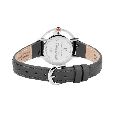 Дамски ръчен часовник с кварцов механизъм - корпус от Стомана - Естествена кожа - цвят Сив