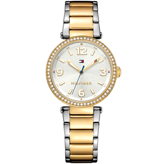 Дамски ръчен часовник с кварцов механизъм - корпус от Стомана - Стоманена верижка - цвят Бял Злато