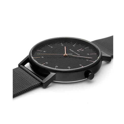 Мъжки ръчен часовник с кварцов механизъм - корпус от Стомана - Меш - цвят Черен Черен