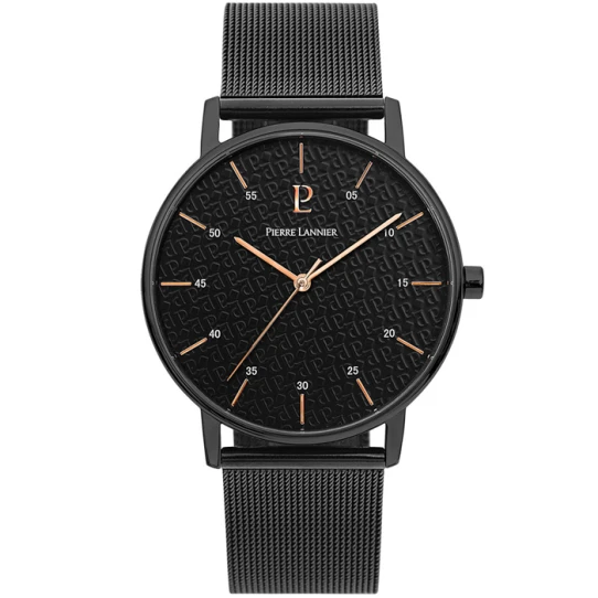 Мъжки ръчен часовник с кварцов механизъм - корпус от Стомана - Меш - цвят Черен Черен