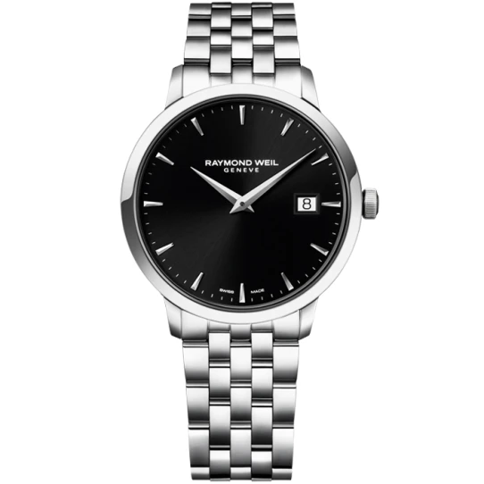 Мъжки ръчен часовник с кварцов механизъм - корпус от Стомана - Стоманена верижка - цвят Черен Сив