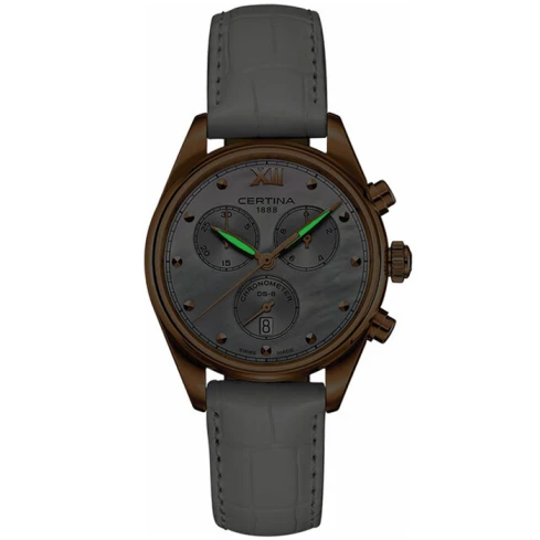 Дамски ръчен часовник с кварцов механизъм - корпус от Стомана - Естествена кожа - цвят Седеф Бял