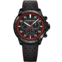 Мъжки ръчен часовник с кварцов механизъм - корпус от Стомана - Каучук - цвят Черен Червен