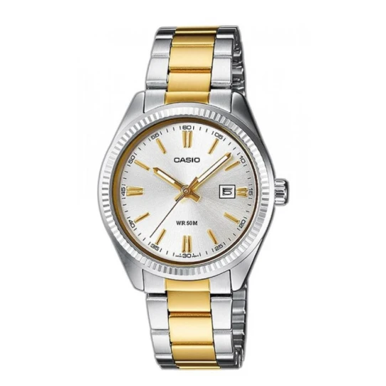 Дамски ръчен часовник с кварцов механизъм - корпус от Месинг - Стоманена верижка - цвят Сребрист Злато