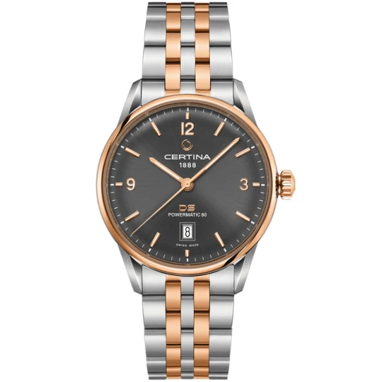 Мъжки ръчен часовник с автоматичен механизъм - корпус от Стомана - Стоманена верижка - цвят Черен Розово Злато