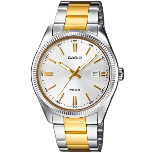 Мъжки ръчен часовник с кварцов механизъм - корпус от Стомана - Стоманена верижка - цвят Сребрист Злато