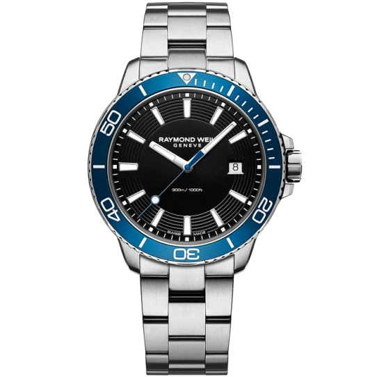 Мъжки ръчен часовник с кварцов механизъм - корпус от Стомана и алуминий - Стоманена верижка - цвят Черен Сив