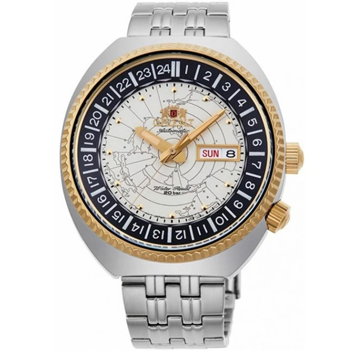 Мъжки ръчен часовник с автоматичен механизъм - корпус от Стомана - Стоманена верижка - цвят Бял Сив