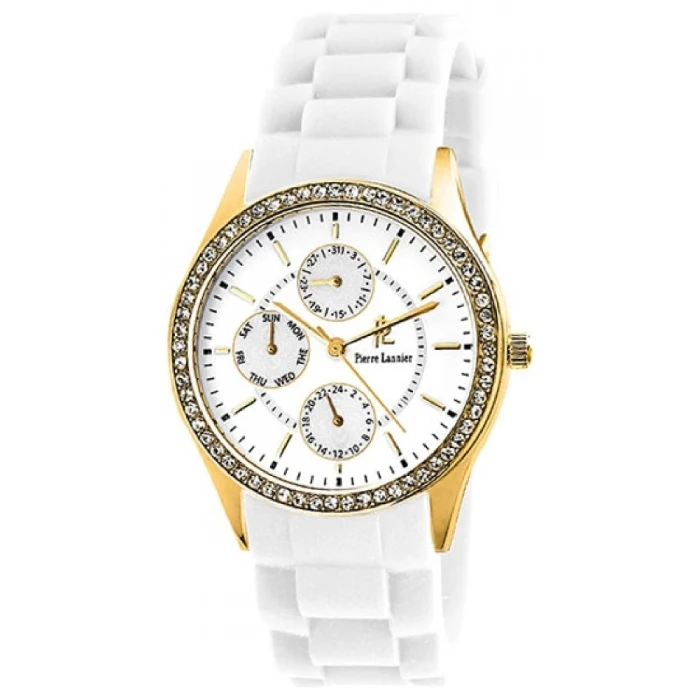 Дамски ръчен часовник с кварцов механизъм - корпус от Стомана - Силиконова каишка - цвят Бял Бял