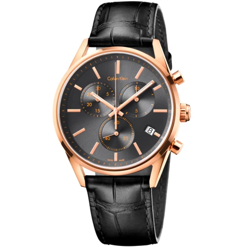 Мъжки ръчен часовник с кварцов механизъм - корпус от Стомана - Естествена кожа - цвят Черен Черен