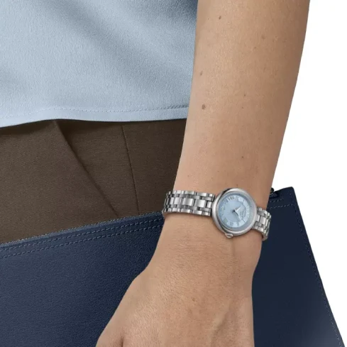 Дамски ръчен часовник с кварцов механизъм - корпус от Стомана - Стоманена верижка - цвят Син Сив