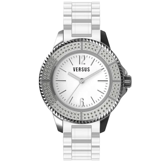 Дамски ръчен часовник с кварцов механизъм - корпус от Стомана - Синтетична кожа - цвят Бял Бял