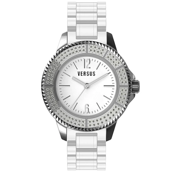 Дамски ръчен часовник с кварцов механизъм - корпус от Стомана - Синтетична кожа - цвят Бял Бял