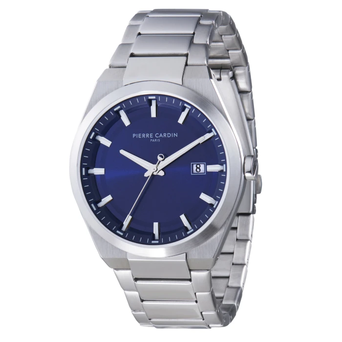 Мъжки ръчен часовник с кварцов механизъм - корпус от Стомана - Стоманена верижка - цвят Син