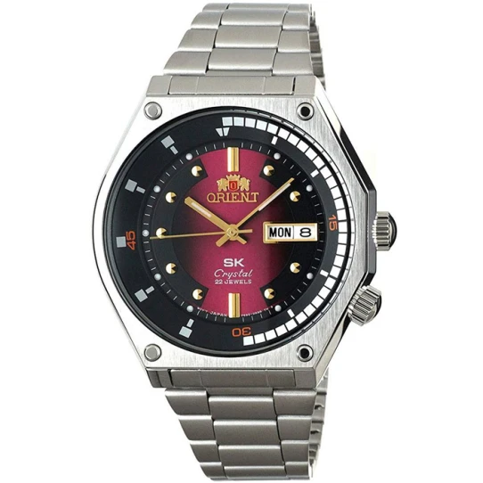 Мъжки ръчен часовник с автоматичен механизъм - корпус от Стомана - Стоманена верижка - цвят Червен Сив