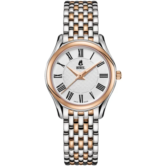 Дамски ръчен часовник с кварцов механизъм - корпус от Стомана - Стоманена верижка - цвят Бял Розово Злато