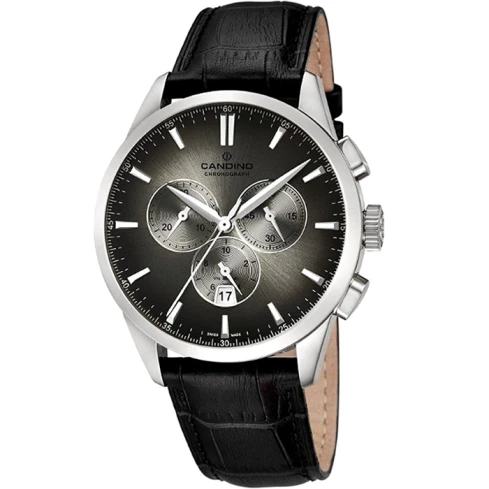 Мъжки ръчен часовник с кварцов механизъм - корпус от Стомана - Естествена кожа - цвят Черен Черен