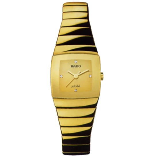 Мъжки ръчен часовник с кварцов механизъм - корпус от Стомана и керамика - Керамика - цвят Злато Злато