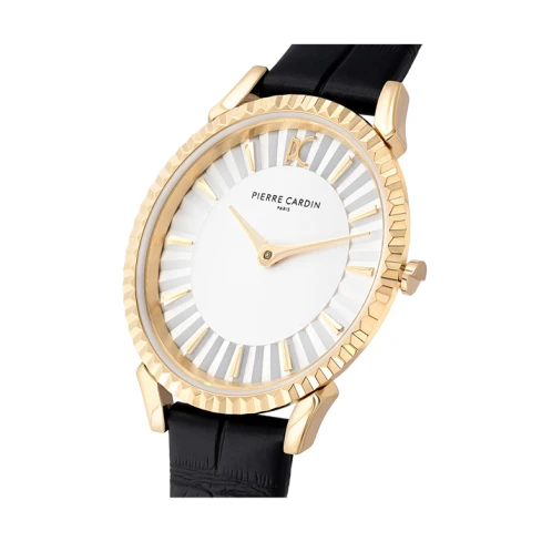 Дамски ръчен часовник с кварцов механизъм - корпус от Стомана - Естествена кожа - цвят Бял Черен