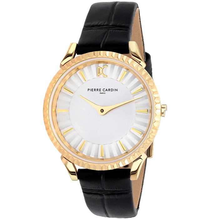 Дамски ръчен часовник с кварцов механизъм - корпус от Стомана - Естествена кожа - цвят Бял Черен