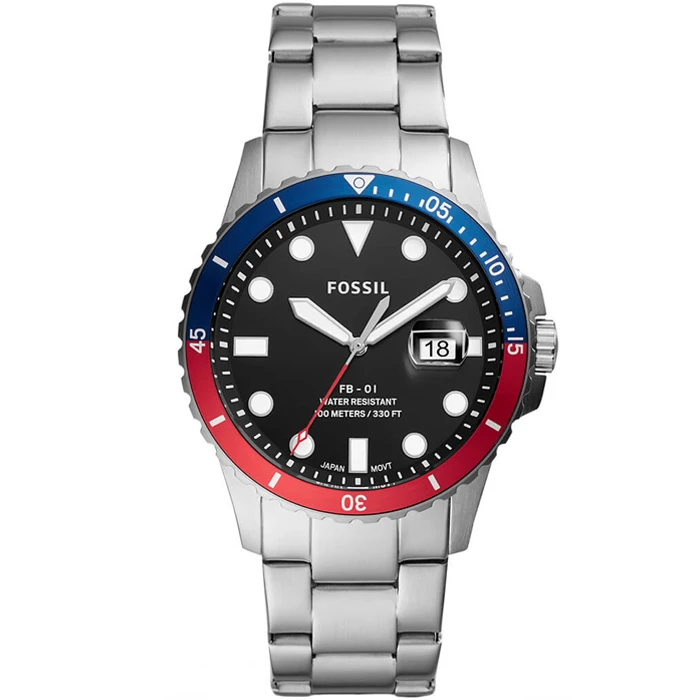 Мъжки ръчен часовник с кварцов механизъм - корпус от Стомана - Стоманена верижка - цвят Черен Сив