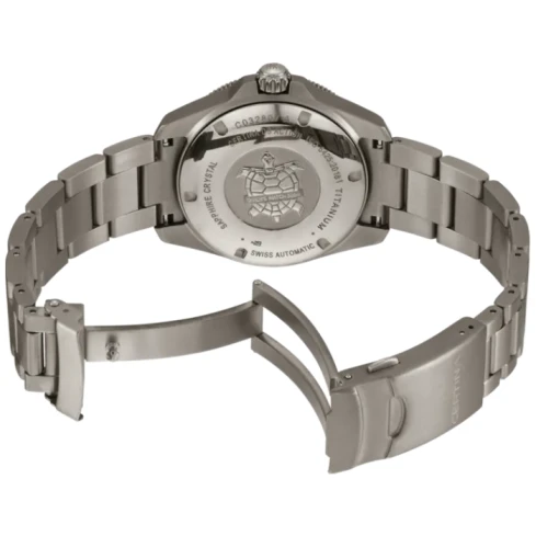 Мъжки ръчен часовник с автоматичен механизъм - корпус от Титан - Титаниева верижка - цвят Черен Сив