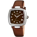 Дамски ръчен часовник с кварцов механизъм - корпус от Стомана - Естествена кожа - цвят Кафяв Кафяв