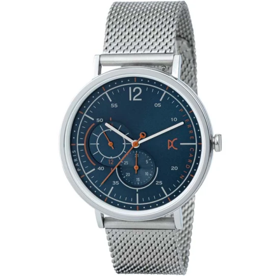 Мъжки ръчен часовник с кварцов механизъм - корпус от Стомана - Меш - цвят Син Сив