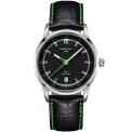 Мъжки ръчен часовник с кварцов механизъм - корпус от Стомана - Естествена кожа - цвят Черен Зелен