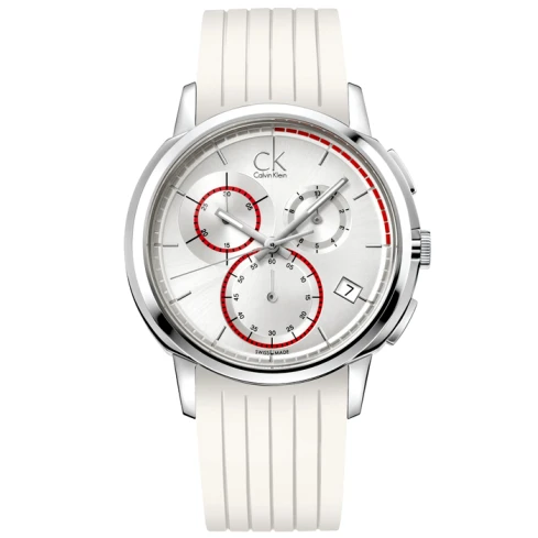 Мъжки ръчен часовник с кварцов механизъм - корпус от Стомана - Силиконова каишка - цвят Сребрист Бял