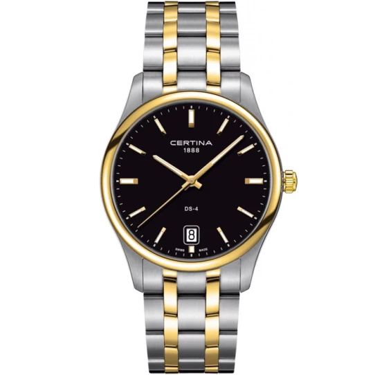 Мъжки ръчен часовник с кварцов механизъм - корпус от Стомана - Стоманена верижка - цвят Черен Злато