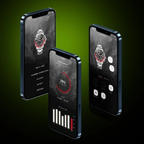 Мъжки ръчен часовник с смарт хибриден механизъм - корпус от Стомана - Стоманена верижка - цвят Черен Сив