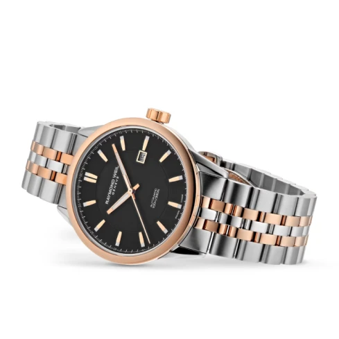 Мъжки ръчен часовник с автоматичен механизъм - корпус от Стомана - Стоманена верижка - цвят Черен Сив