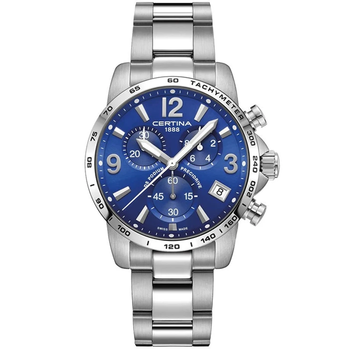 Мъжки ръчен часовник с кварцов механизъм - корпус от Стомана - Стоманена верижка - цвят Син Сив