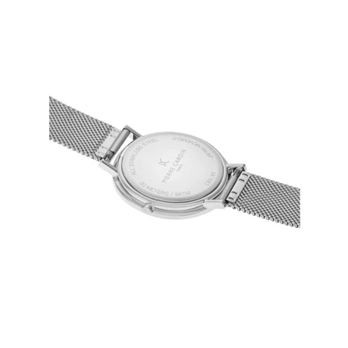 Мъжки ръчен часовник с кварцов механизъм - корпус от Стомана - Меш - цвят Бял Сив