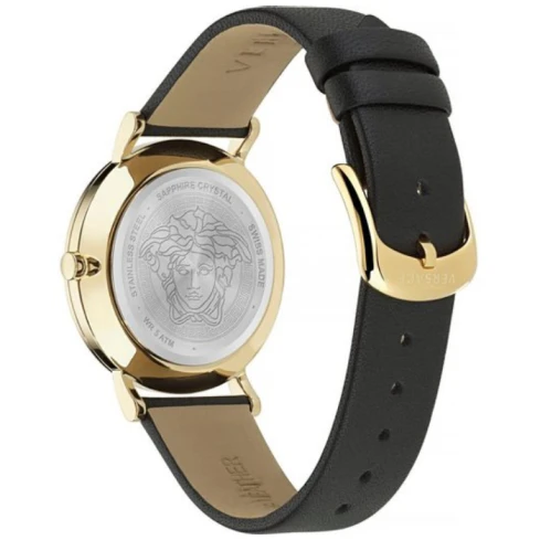 Дамски ръчен часовник с кварцов механизъм - корпус от Стомана - Естествена кожа - цвят Злато Черен