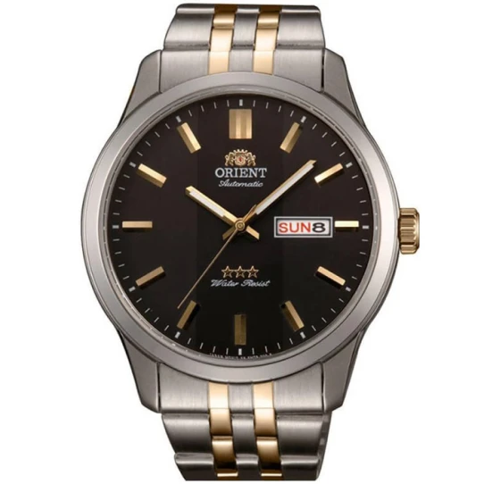 Orient RA-AB0011B Classic Automatic 3 Star - Мъжки ръчен часовник с автоматичен механизъм - корпус от Стомана - Стоманена верижка - цвят Кафяв Злато