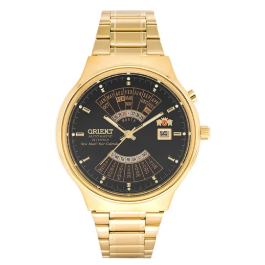 Мъжки ръчен часовник с автоматичен механизъм - корпус от Стомана - Стоманена верижка - цвят Черен Злато