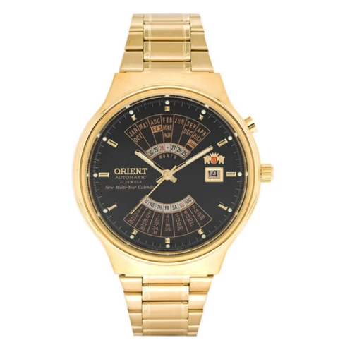 Мъжки ръчен часовник с автоматичен механизъм - корпус от Стомана - Стоманена верижка - цвят Черен Злато