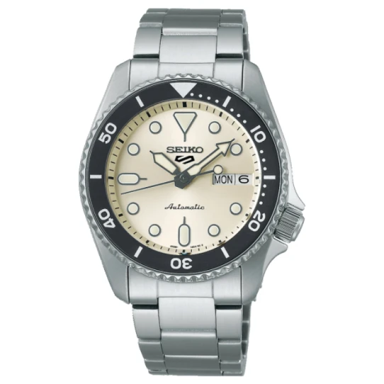 Мъжки ръчен часовник с автоматичен механизъм - корпус от Стомана - Стоманена верижка - цвят Бежов Сив