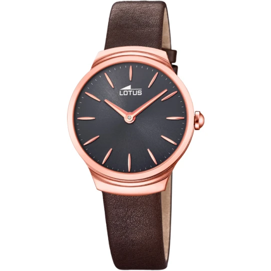 Дамски ръчен часовник с кварцов механизъм - корпус от Стомана - Естествена кожа - цвят Черен Кафяв