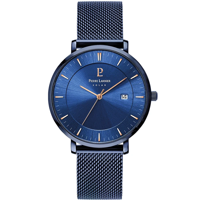 Мъжки ръчен часовник с кварцов механизъм - корпус от Стомана - Меш - цвят Син Син