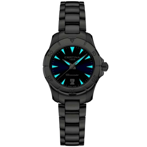 Мъжки ръчен часовник с кварцов механизъм - корпус от Стомана и алуминий - Стоманена верижка - цвят Черен Злато